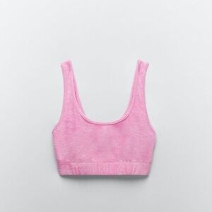 Zara Terrycloth Crop Top in Pink
